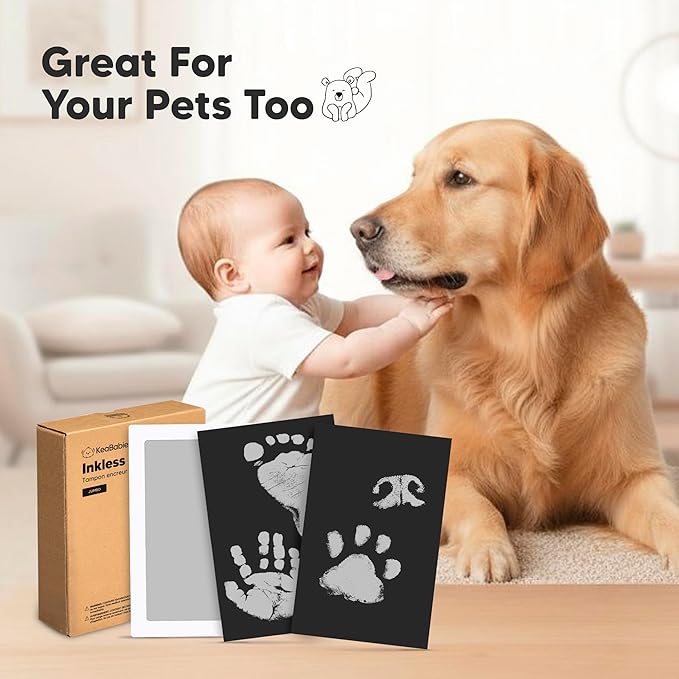 1-Pack Inkless Baby Hand and Footprint Kit - Mess Free Ink Pad for Newborn Keepsake, Dog Nose & Paw Print Kit, Clean Touch Ink Pad for Baby Hand & Footprints, Ideal New Mom Gifts (Silver, Jumbo)