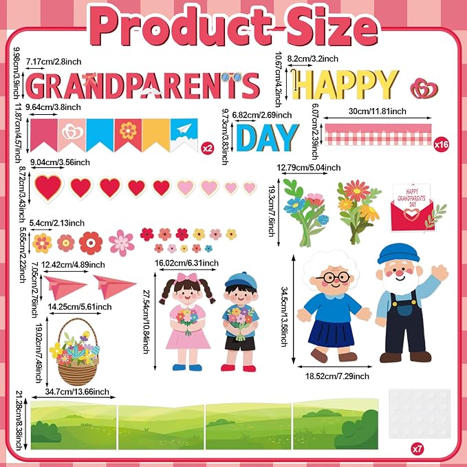 party greeting Happy Grandparents Day Bulletin Board Set Grandma and Grandpa Party Classroom Decoration Family Paper Cutouts Bulletin Board Border for Retirement Party Chalkboard Wall Decor Supplies