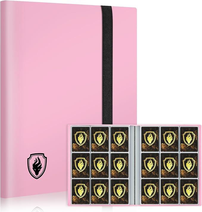 Fabmaker Card Binder 9 Pocket, 396 Pockets Trading Card Binder Case, Pink | Collector Card Album for Standard-Size Cards, Side Loading Card Collection Folder for Game Cards, Sport Cards