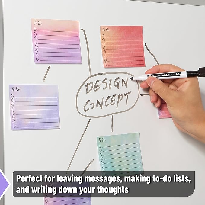 Mr. Pen- to Do List Sticky Notes, 3"x4", 9 Pads, 450 Sheets, Daily to Do List Notepad, Lined Sticky Notes, Watercolor