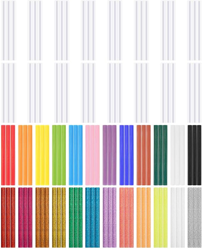 120PCS Hot Glue Sticks for Craft - 0.28x3.9" Gartful Mini Size Hot Melt Glue Sticks, 48 PCS Clear+36 PCS Colored+36 PCS Glitter, Multipurpose for Art Craft Project, General Repair, Bonding, Sealing