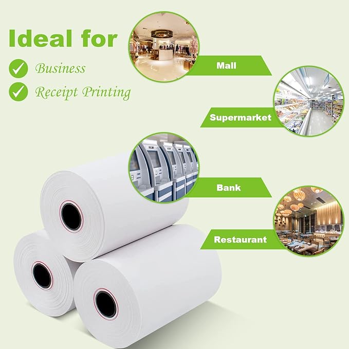 MFLABEL 2 1/4" x 50' Thermal Paper Cash Register POS Receipt Paper Credit Card Paper300 Rolls