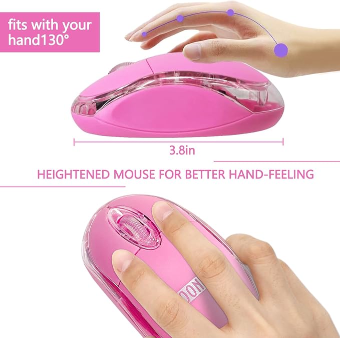 SOON GO Pink Wireless Mouse,mini Portable Mobile Optical Cordless Mouse fit for Mac,Chromebook Laptop, Desktop Kids and Teen Girl Birthday