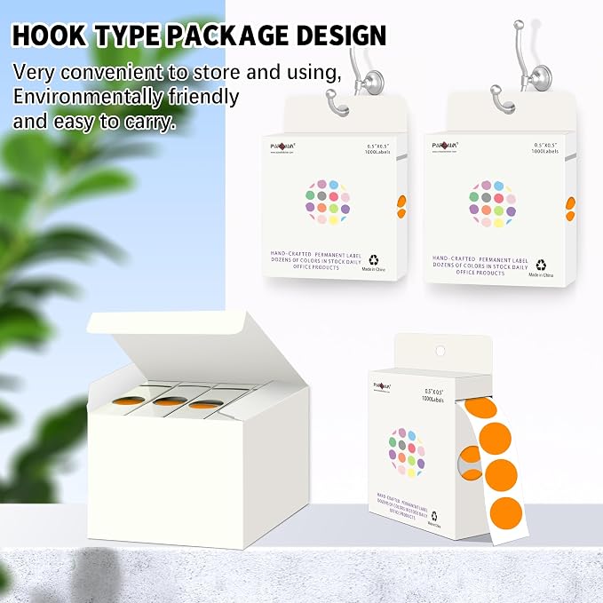 PARLAIM 1/2 Inch Round Permanent Adhesive Color-Code Dot Stickers,1000 Stickers Roll dots Label Dispenser Box Orange Circle Stickers Labels (Orange)