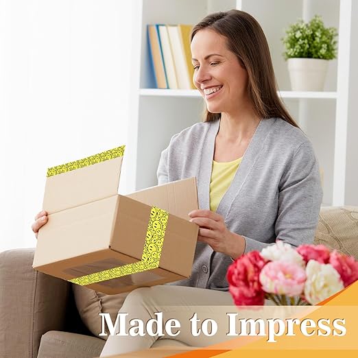Waline 109Yard Smile Face Packing Tape - Cute Smile Face Pattern Waterproof Shipping Tape - Sticky Decorative Gift Wrapping Tape for Small Business DIY Crafts Box