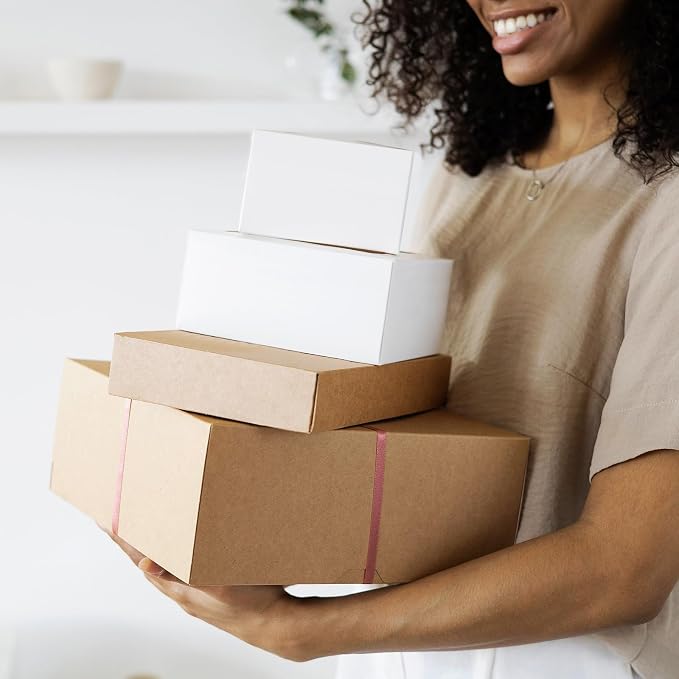 Famagic 50 Pack 4x4x2 Small Shipping Boxes - White Corrugated Cardboard Mailer Boxes for Small Business, Mailing Boxes for Packaging, Bulk