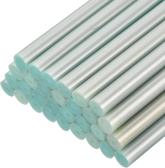 uxcell 30pcs Mini Hot Glue Gun Sticks 4-inch x 0.43-inch High Sticky Large Hot Glue Sticks for Glue Gun, Metallic Green