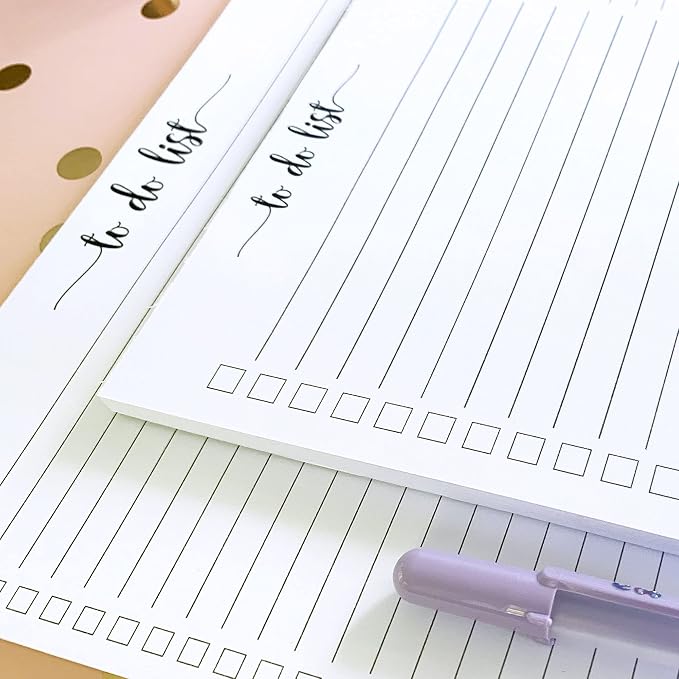 321Done To Do List Notepad, 5.5x8.5 Inches, 50 Sheets, Wide Ruled | Made in USA - Simple Wide Ruled Tear-Off Checklist Pad for Desk Organization, Tasks, Errands and Shopping, Thick White Paper