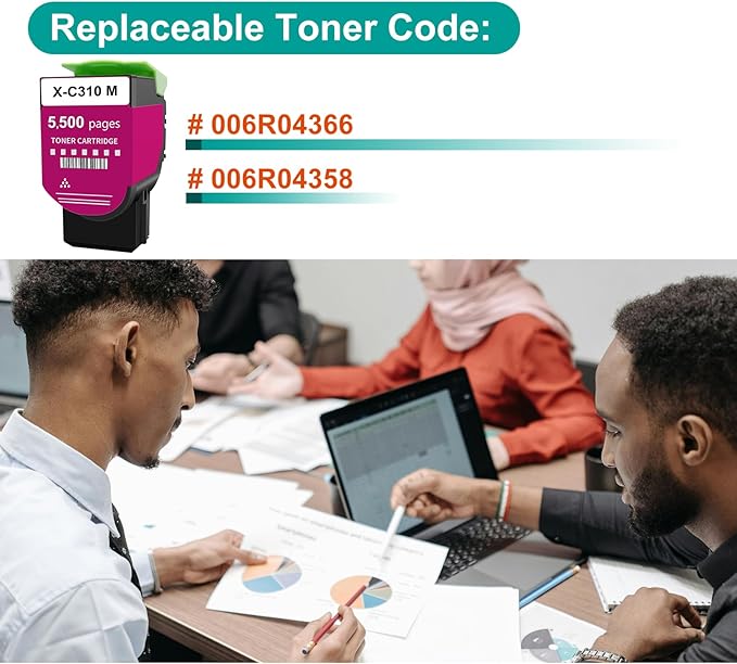 Toner for Xerox C315 C310 Printer,5,500 Pages High Capacity Ink Cartridge Replacement 006R04366 Code Compatible 006R04358 Standard Capacity C310/DNI C315/DNI Color Multifunction Printer(Magenta)