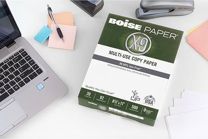 Boise X-9 Multiuse Copy Paper, Letter Size Paper, 20-Lb, Ream of 500 Sheets, Case of 5 Reams