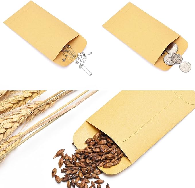 ACKO #5 Coin Envelopes 3 1/8 x 5 1/2 Small Parts Envelope with Gummed Flap for Home, Garden or Office Use, Brown Kraft Seed Envelopes Tip Envelopes 500packs