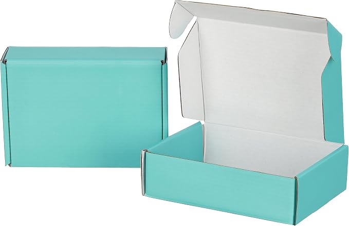 100 Pack 7x5x2 inches Shipping Boxes Teal, Corrugated Small Cardboard Boxes Mailers for Mailing Packing
