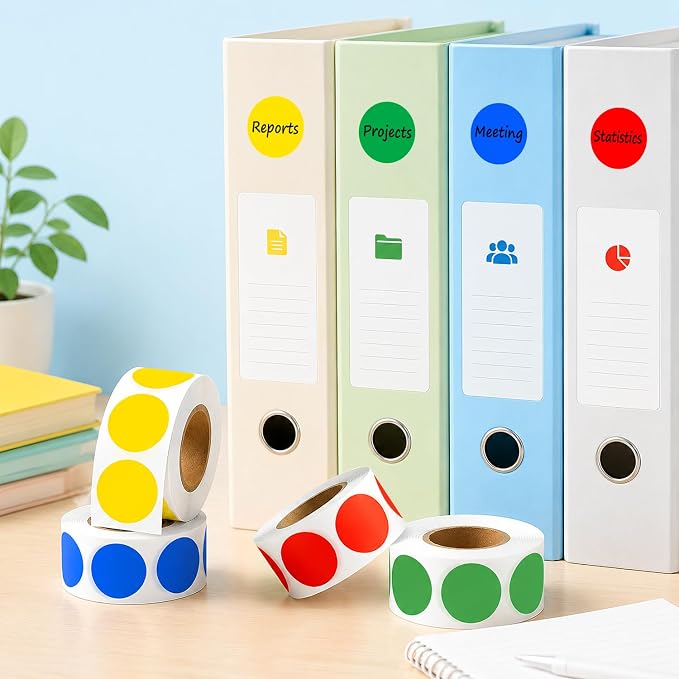 3/4 Inch Color Coding Label Stickers,2000PCS Circle Inventory Sticky Dots Sticker (Red/Blue/Yellow/Green)