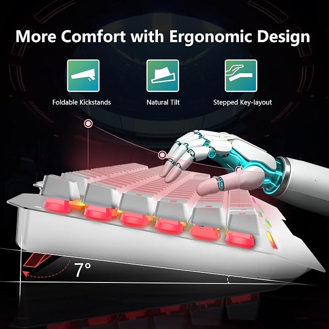 AULA Gaming Keyboard, T102 104 Keys Keyboard and Mouse Combo, USB Wired Computer Keyboards Mechanical Feel Full Size, RGB Backlit for PC/Laptop Gaming or Working/Office (White)