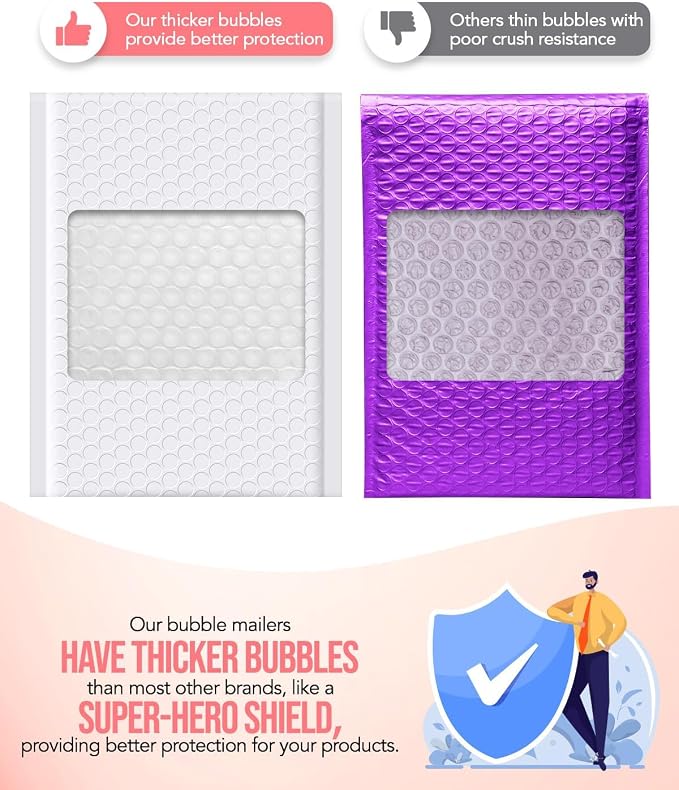 GSSUSA White Bubble Mailers 6x10" 600 Pack Padded Envelopes Self Seal | 6x9" Usable Size, Strong Adhesion, Tear Proof Shipping Bags, Waterproof, Package Supplies for Small Business, Jewelry Makeup