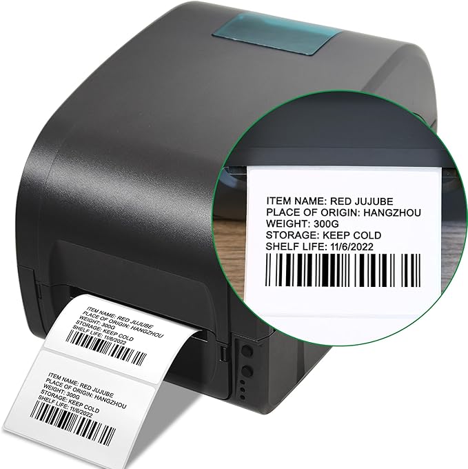 Hybsk 4x3 inch Direct Thermal Labels for Shipping, Barcodes, Address, Compatible with Rollo Label Printer & Zebra Desktop Printers (4x3 inch,4 Roll White)