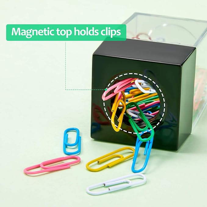 Outus 4 Pieces Magnetic Paper Clip Dispenser Holder for Desk,Black | Magnetic Paperclip Holder Dispenser Desktop Organizer for Clips Pins Office School Desk Storage