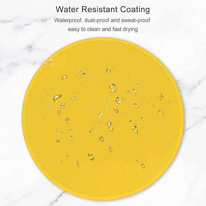 Hsurbtra Mouse Pad, Premium-Textured Small Round Mousepad 8.7 x 8.7 Inch Yellow, Stitched Edge Anti-Slip Waterproof Rubber Pretty Cute Computer Mat for Office Home Gaming Laptop Men Women Kids