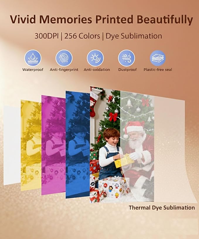 HPRT CP4100 4x6 Photo Printer with 108 Sheets & 2 Ribbons, Full-Color Thermal Dye Sublimation Wi-Fi Printing, Portable Instant Picture Printer for iPhone/Android, AR Video, Fun App, Home Use, White