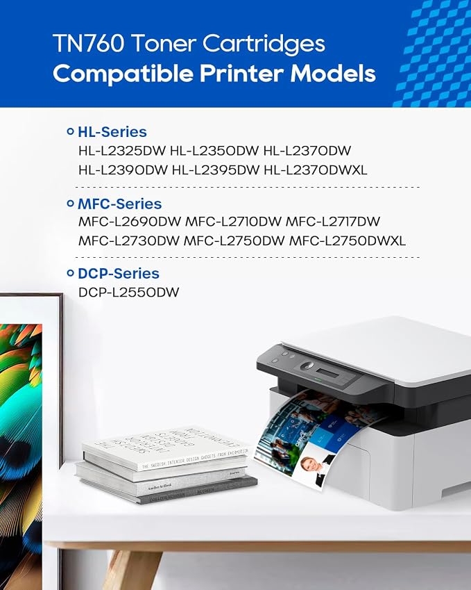 Skydo TN760 Toner Compatible for Brother TN 760 Toner 4 Pack | TN-760 TN-730 Cartridge Work with MFC-L2710DW MFC-L2750DW HL-L2350DW HL-L2370DW DCP-L2550DW HL-L2395DW Printer 760 (4 Black)