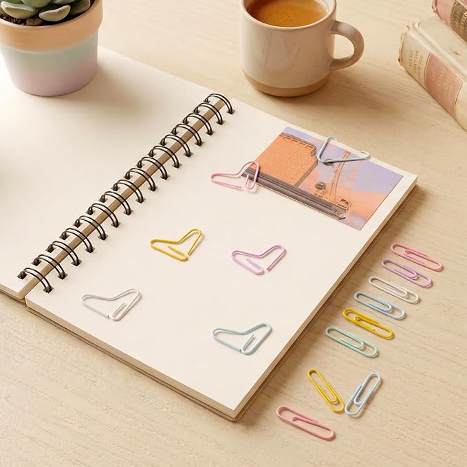 SUMAJU 500 PCS Colored Paper Clips, 33 mm/1.3Inch Assorted Paperclips | Macaron Color, Rust-Resistant Metal, Smooth Vinyl Coating, Reusable Storage Box, For Office, School, Home, Diy