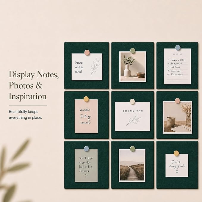 Felt Bulletin Board Tiles, Cork Board Alternative, 48 x 36 in | 0.35 in modular felt wall tiles for notes, photos, schedules, reminders in offices, classrooms, home & office workspace