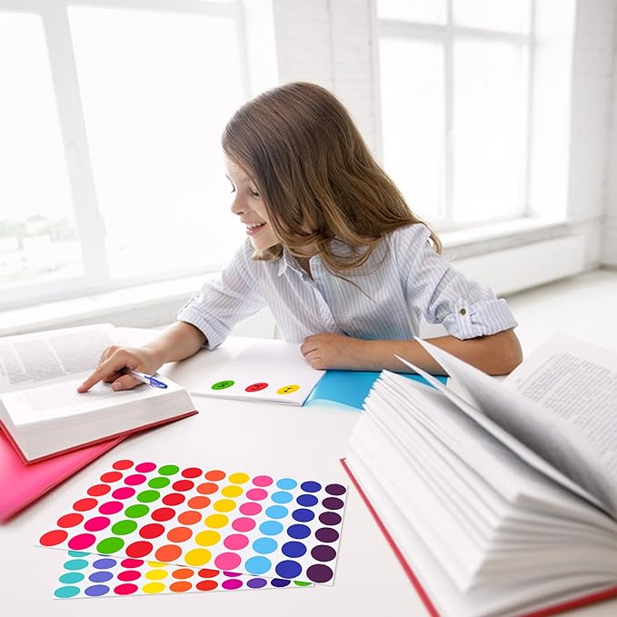 Hoewina 3/4" Colored Dot Stickers, 3000 PCS Label Sticker Round Color Coding Labels, 10 Color Circle Dots Labels Circle Stickers for Office,Classroom,Family