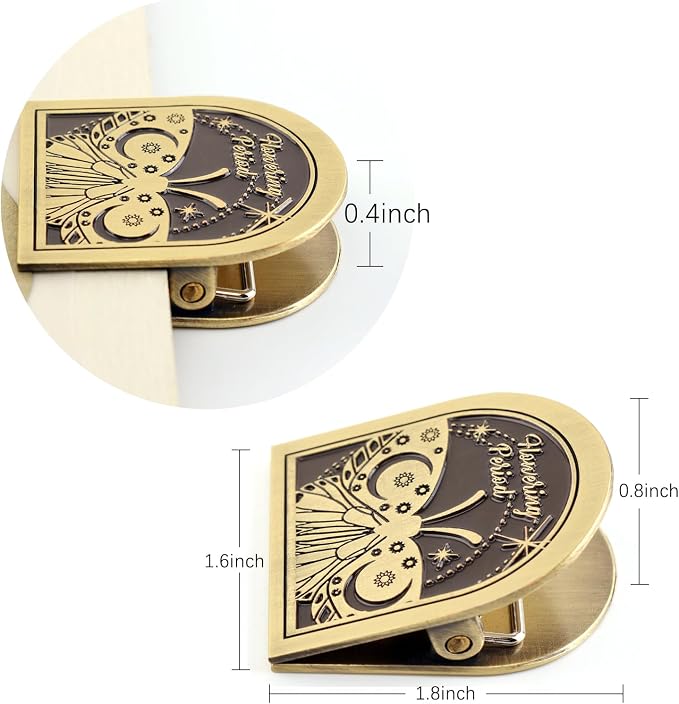 Dizdkizd Vintage Metal Clip for Journals, Planners, Notebooks, Brass Colored Book Clip Little Binder Clip for Page Holder, Book Mark - Butterfly