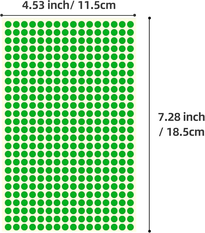 1/4" Small Colored Dot Stickers 6240 PCS Round Circle Stickers Tiny Green Coding Labels Mini Sticker for Office,Classroom (Green, 1/4" (6 mm))