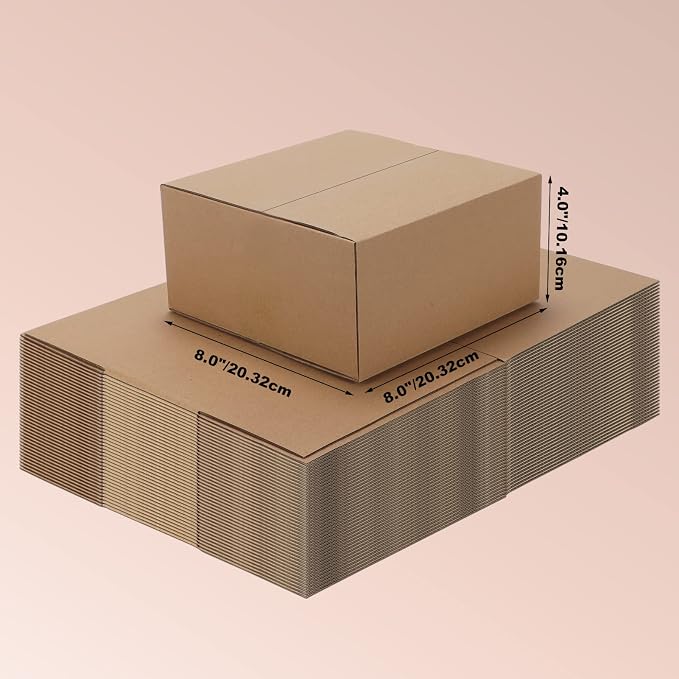 Edenseelake 40 Pack 8x8x4 inches Shipping Boxes Small Cardboard Boxes for Packing, Moving, Mailing, Brown