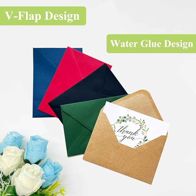 60 Pack Colored Envelopes 4x6, Self Adhesive A4 Envelopes for Greeting Cards, Business Cards, Photos, Invitation Envelopes for Wedding, Baby Shower, Party (20 Colors, 4.45 x 6.34")