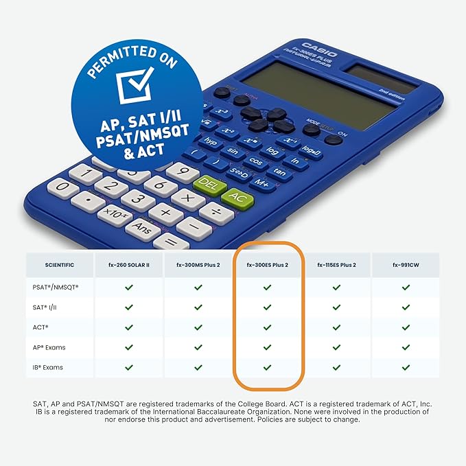 Casio fx-300ES Plus 2nd Edition – Standard Scientific Calculator | 262 Functions,Natural Textbook Display℠ | Ideal for Middle School,High School Math,Statistics & Algebra-| Blue,(Pack of 2)