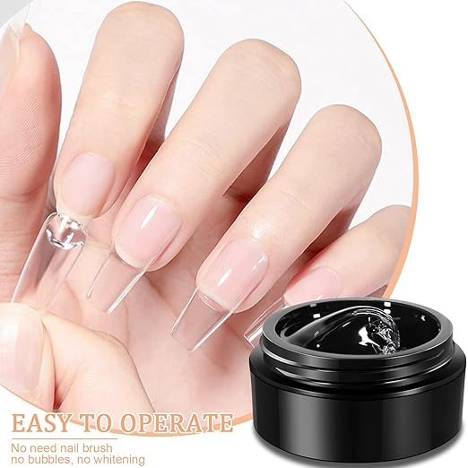 Solid Nail Glue Gel for Press On Nails Fake Nails Strong Clear Nail Tips Hard Gel for False Nails Nail Art DIY Home, UV Light Cured (Solid Glue for False Nail Tips, 10ml)