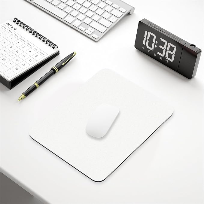 Hsurbtra Mouse Pad, Premium-Textured Square Mousepad 7 x 9 Inch, Thick 3 mm Anti-Slip Waterproof Rubber Pretty Cute Computer Mat for Office Gaming Laptop Women Kids Ivory White