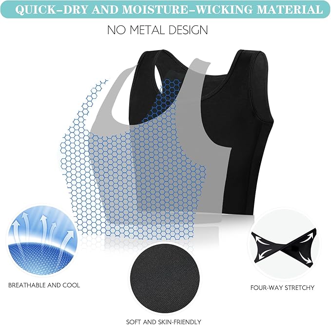 LODAY Women Transgender Tomboy FTM Elastic Chest Binder Bra Pullover Tank Top