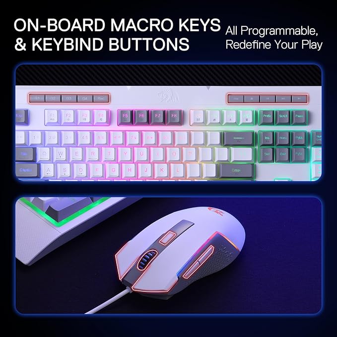 Redragon S151 Gaming Keyboard & Mouse Combo, 104 Keys K525 Wired RGB Membrane Keyboard and 10000 DPI Wired M616 Gaming Mouse Bundle