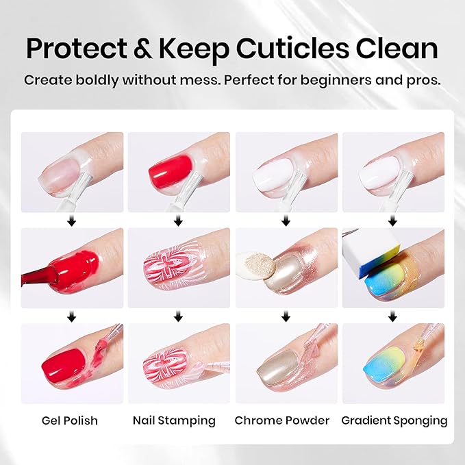 Beetles Odorless Liquid Latex for Nails 15ml - White Latex Nail Polish Barrier Peel Off Cuticle Guard for Gel Polish Protector Fingers Air Dry Nail Art Cuticle Protectors with Stick Gifts for Women