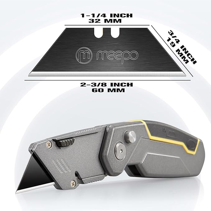 50-Pack Utility Knife Blades, Blackened SK-2 Razor Blades for Box Cutter Utility Knife, Never Rust Design, Extra Durable
