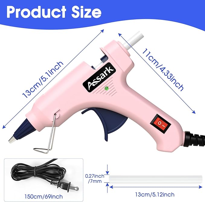 Hot Glue Gun Kit with 30 Glue Sticks, Fast Preheating Hot Melt, High Temp for School Crafts DIY Arts and Quick Home Repairs,20W