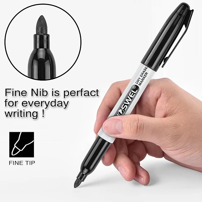 WOSWEL Dry Erase Markers Bulk, 72 Pack Black Fine Tip Whiteboard Markers