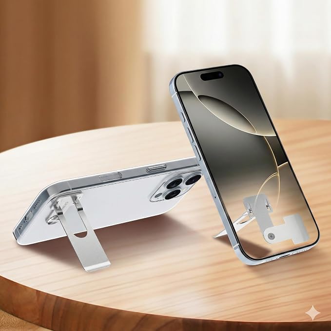 Phone Slim Stand Thin Kickstand for iPhone Phone Case Sliver 2-Pack | Ultra Thin Vertical Horizontal Universal Steel Metal Stable Mount Attachable Pocket Friendly Phone Holder for Phone Case