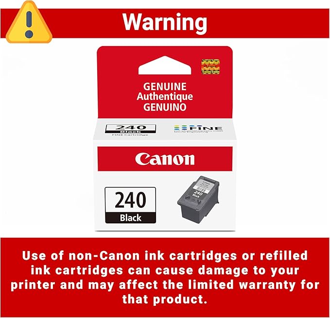 Canon PG-240 Genuine Black Ink Cartridge, Compatible with MG2120/3120/4120, MX512/432/472/372/392/522/532/452, MG2220/3220/4220/3520/3620, TS5120