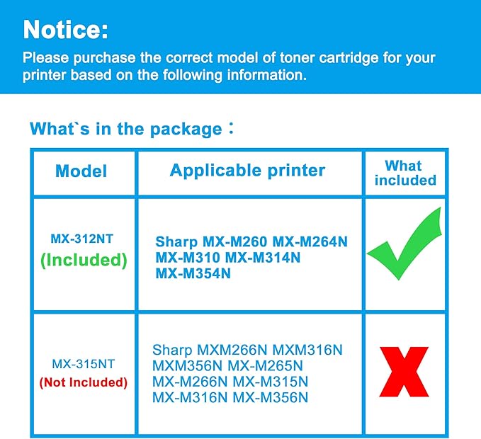 LCL Compatible Toner Cartridge Replacement for Sharp MX-312NT MX312NT MX-M260 MX-M264N MX-M310 MX-M314N MX-M354N (1-Pack Black)