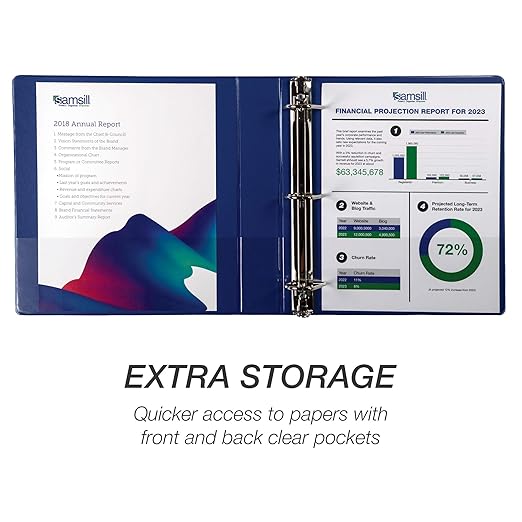 Samsill Durable 1.5 inch 3 Ring Binder, D Ring Binder, 100% Recycled Chipboard, Blue, 4 Pack