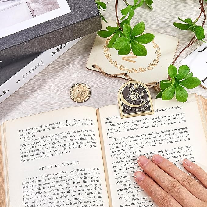 CRASPIRE Travelers Notebook Clips Metal Book Clip Vintage Antique Bronze Rose Themed Flower Decorative Binder Page Holder for TN Travelers Art Journaling Reading Decoration Accessories