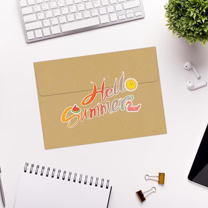100 Packs 5x7 Kraft Envelopes, A7 Envelopes for Card Invitation | 120gsm envelopes, 5.25x7.25 inch fits 5x7 cards, peel & press, for weddings/cards/baby shower/photos/graduation/postcards
