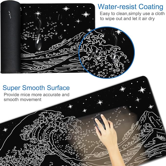 Large Mouse Pad, 31.5x15.7 inch Large Extended Gaming Computer Keyboard Mouse Mat, Water Resist Non-Slip Mousepad Rubber Base Long XXL Mouse Pad for Work & Gaming, Office & Home