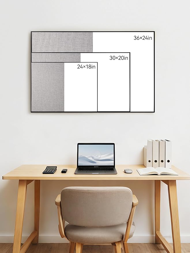 Cork Board White Board Combo | 24"X18" Linen Bulletin Board Whiteboard for Wall, Magnetic Dry Erase Corkboard for Home, Office, School, Grey