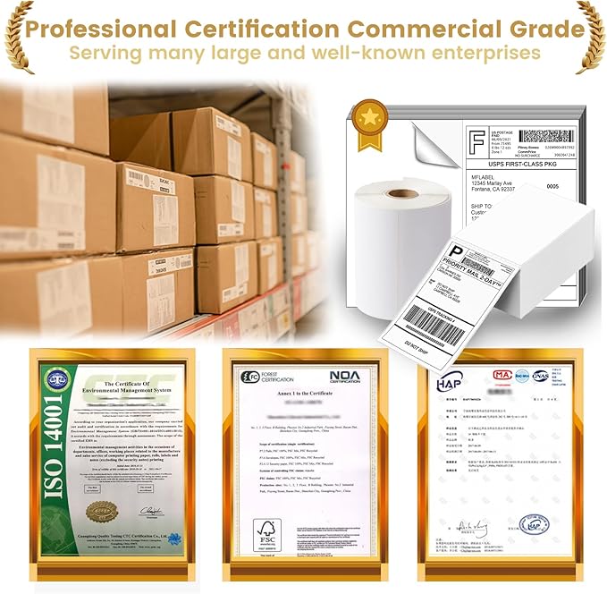 8.5 x 5.5 Inch Half Sheet Shipping Labels for Laser and Inkjet Printers, 600 Labels/300 Page (2 Labels/Page), Permanent Self Adhesive Mailing Labels for Printer