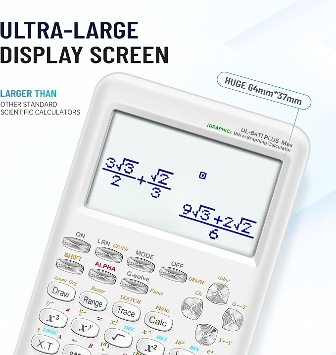 Graphing Calculator, Calculator with Graphics Functions, Large Display for Students, Algebra Calculus Trigonometry, 360+ Functions, UL-84